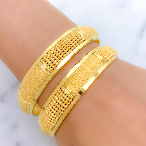 Jazzy Beaded 22k Gold Pair of Bangles