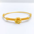 Bright Open Lotus 22k Gold Bangle Bracelet