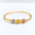 Lovely Floral Trinity 22k Gold Bangle Bracelet