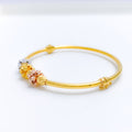 Lovely Floral Trinity 22k Gold Bangle Bracelet