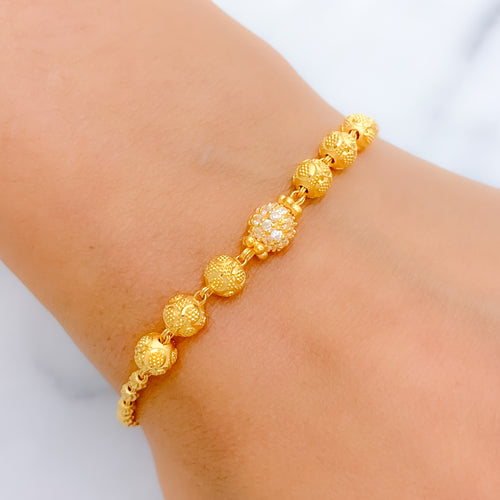 Graceful CZ Beaded 22k Gold Bracelet