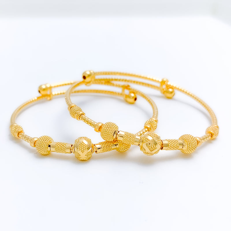 Contemporary Orb Baby 22k Gold Bangles