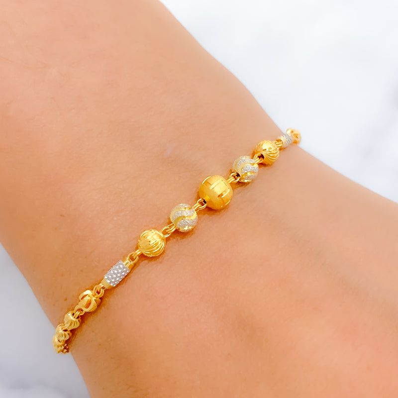 Modern Two-Tone 22k Gold Beaded Bracelet