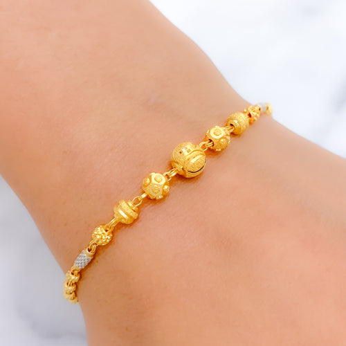 Upscale Two-Tone 22k Gold Beaded Bracelet