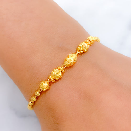 Fancy Glistening 22k Gold Bead Bracelet