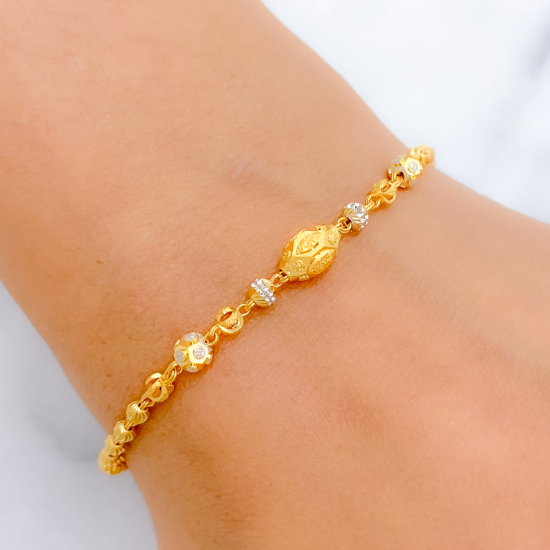 Decorative Two-Tone 22k Gold Bracelet