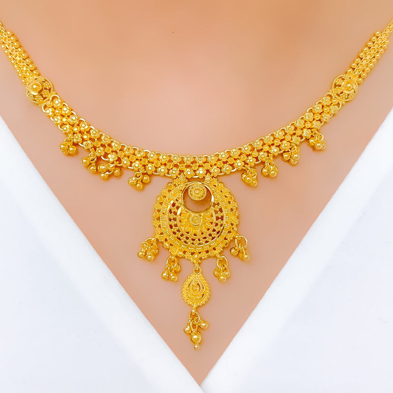 Exclusive Jali Work Chand 22k Gold Necklace Set