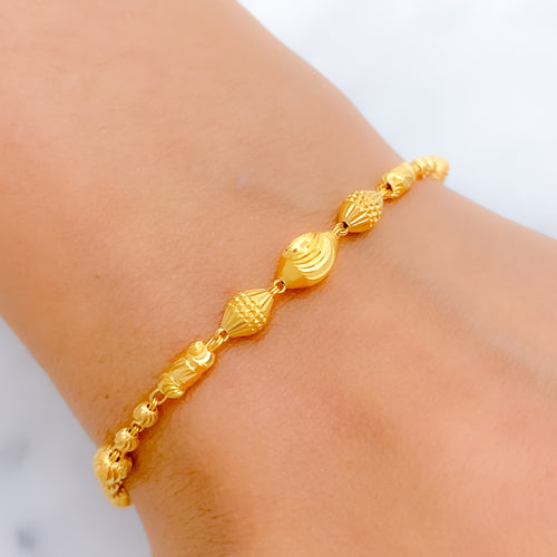 Trendy Reflective 22k Gold Bead Bracelet