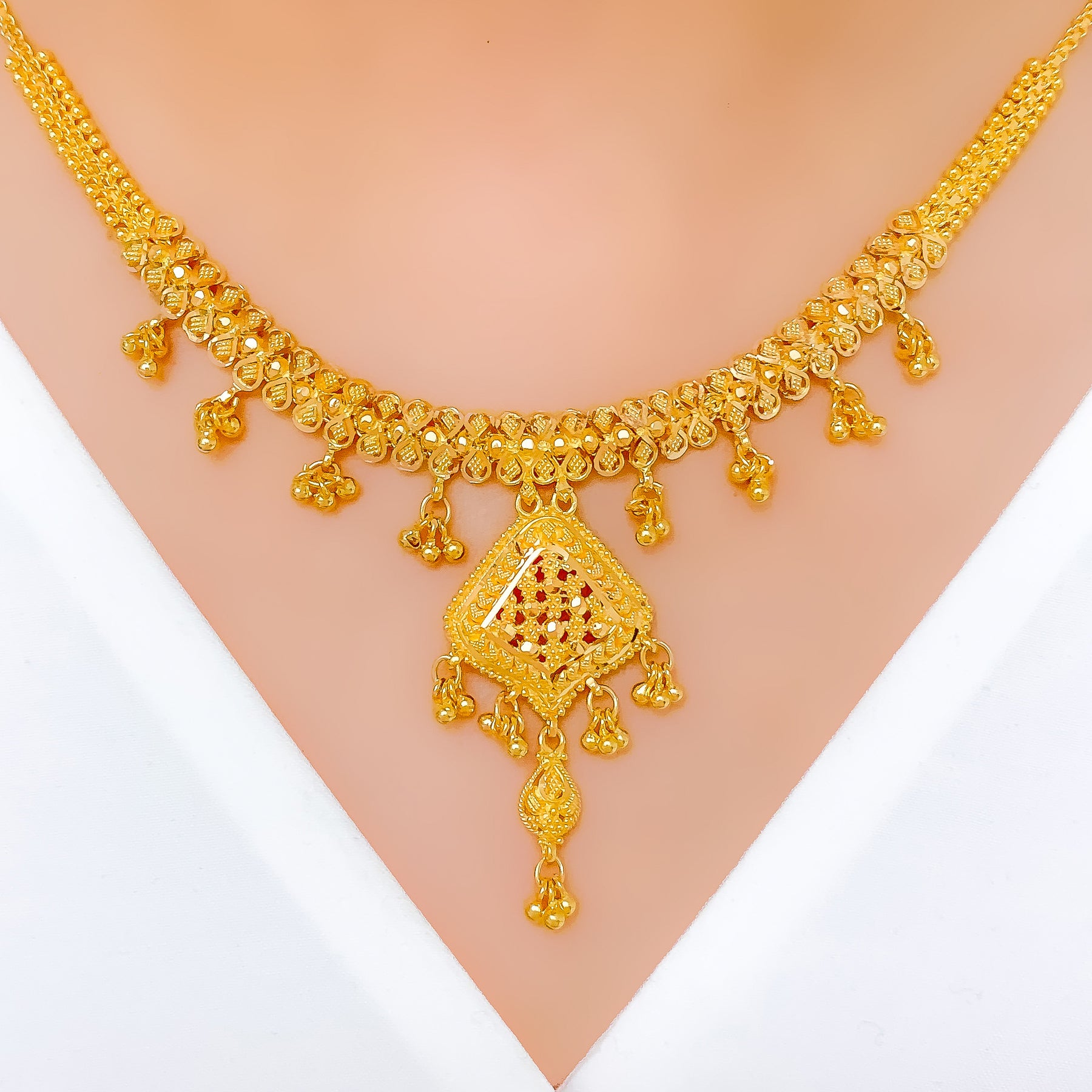 Sparkling Bead Adorned Necklace Set – Andaaz Jewelers