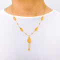Trendy Tassel Drop 22k Gold Necklace Set