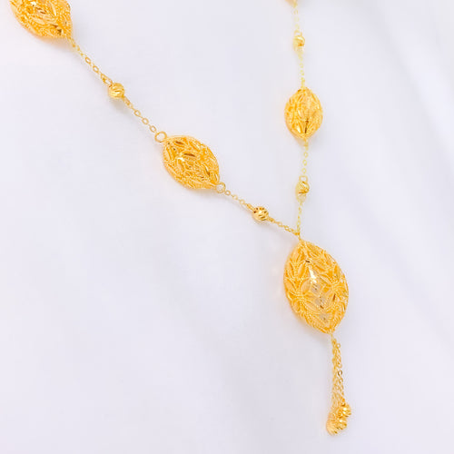 Exclusive Flower Adorned 22k Gold Necklace Set