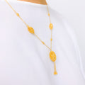 Floral Oval Drop 22k Gold Necklace Set