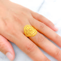 Graceful Beaded Flower 22k Gold Ring