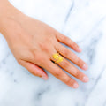 Floral Curved Lightweight 22k Gold Ring