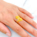 Floral Curved Lightweight 22k Gold Ring