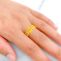 Flower Lined 22k Gold Band