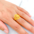 Stately Bright Beaded 22k Gold Ring