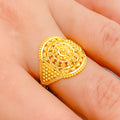 Stately Bright Beaded 22k Gold Ring