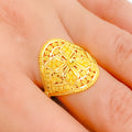 Rich Oval Rangoli 22k Gold Ring