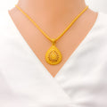 Gorgeous Beaded Teardrop 22k Gold Pendant Set