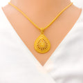 Gorgeous Beaded Teardrop 22k Gold Pendant Set