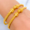 Intricate Slender Pipe 22k Gold Bangles