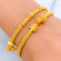 Intricate Slender Pipe 22k Gold Bangles