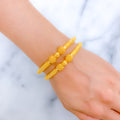 Stately Bead Work Pipe 22k Gold Bangles