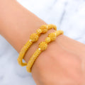 Stately Bead Work Pipe 22k Gold Bangles