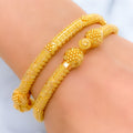 Stately Bead Work Pipe 22k Gold Bangles