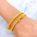 Stately Bead Work Pipe 22k Gold Bangles