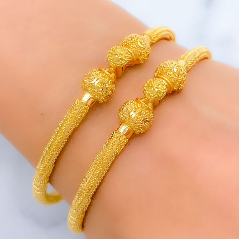 Classy Decorative Pipe 22k Gold Bangles