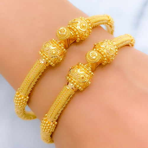 Stunning Opulent Pipe 22k Gold Bangles