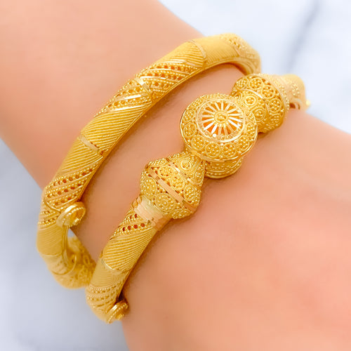 Magnificent Jali Work Pipe 22k Gold Bangles