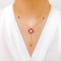 Refined Pink + White CZ Drop 22k Gold Necklace