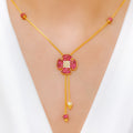 Refined Pink + White CZ Drop 22k Gold Necklace