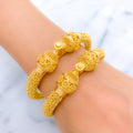 Extravagant Floral Pipe 22k Gold Bangles