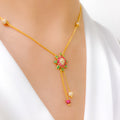 Sparkling CZ Petals Hanging 22k Gold Necklace