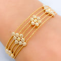 White Gold Flower 22k Gold Adorned Bracelet