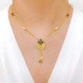 Modern Radiant Blue CZ Clover 22k Gold Necklace