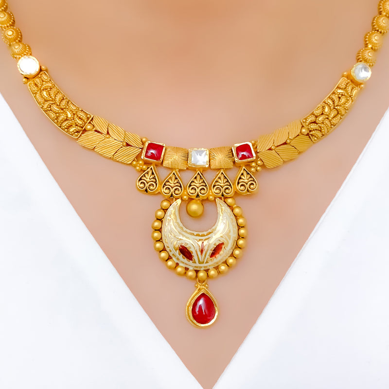 Exclusive White Meenakari 22k Gold Set