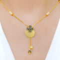 Modern Radiant Blue CZ Clover 22k Gold Necklace