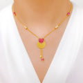 Charming Pink CZ 22k Gold Heart Necklace