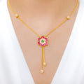 Impressive Multi-Color 22k Gold CZ Necklace