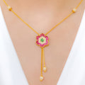 Impressive Multi-Color 22k Gold CZ Necklace