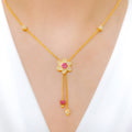 Elegant White Flower CZ 22k Gold Necklace