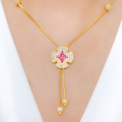 Regal Sparkling CZ 22k Gold Necklace