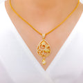 Chic Floral Teardrop 22k Gold Pendant Set