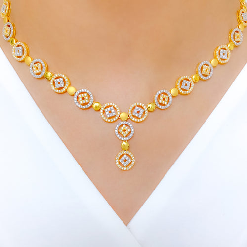 Modern Geometric CZ Circles 22k Gold Set