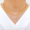 Gorgeous Two-Tone Leaf Necklace 22k Gold Set